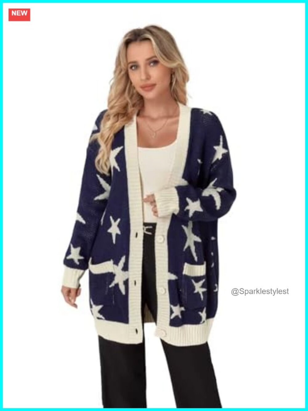 Women's Button Down Open Front Cardigan Star Bow Check Sweaters